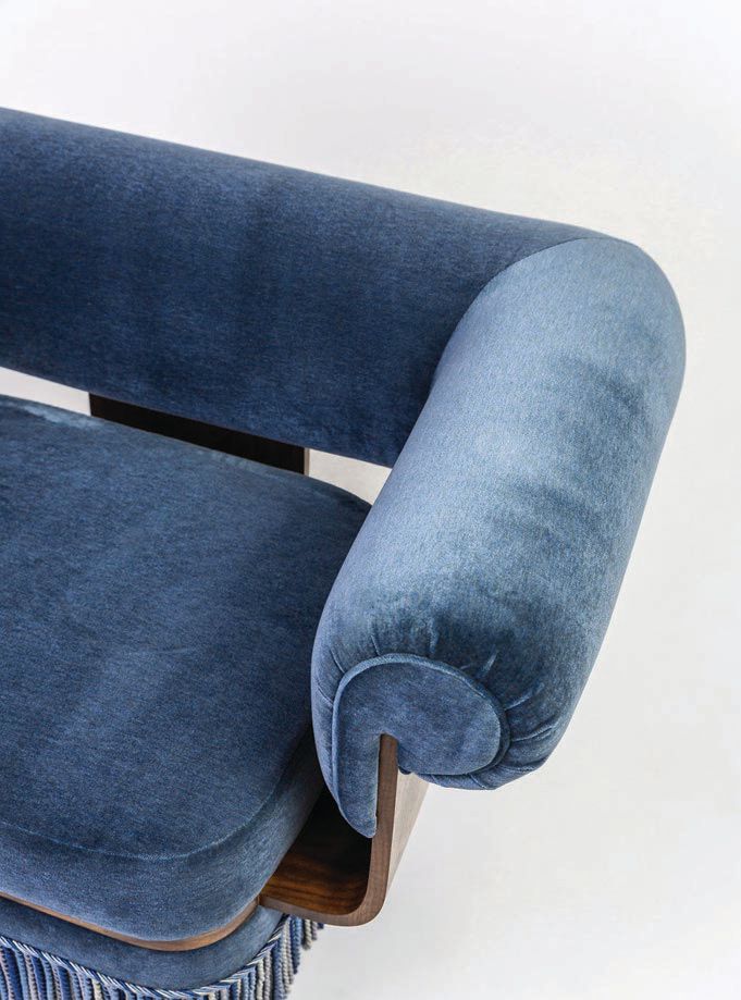 The Morris armchair, part of Lulu LaFortune’s Joie de Vivre collection PHOTO BY ANGIE STRONG