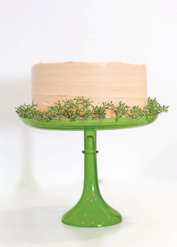 Estelle Colored Glass’ cake stand in forest green PHOTO BY CATHERINE HURT PHOTOGRAPHY