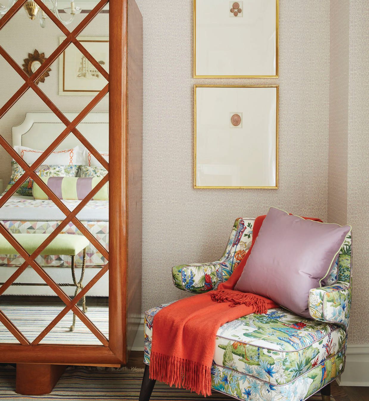 a vintage cabinet by Eric Appel in the guest bedroom.  PHOTOGRAPHED BY ANNIE SCHLECTER