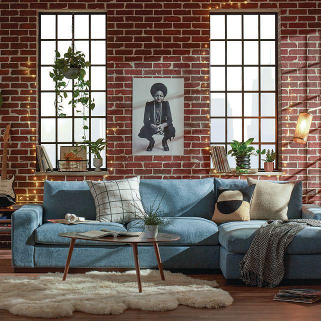 Joybird’s comfy Holt sectional in Milo French Blue PHOTO COURTESY OF BRANDS