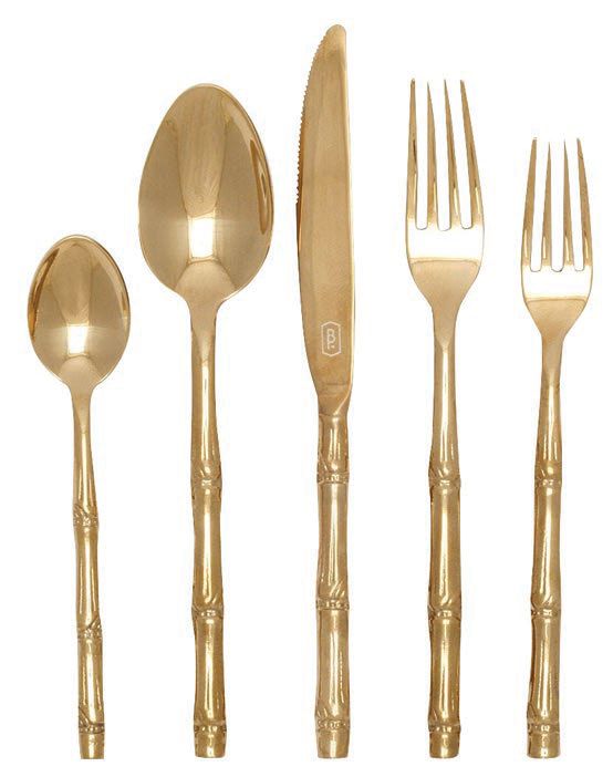 Polished gold silverware from Blue Pheasant add the perfect finishing touches PHOTO COURTESY OF MARIAN LOUISE DESIGNS