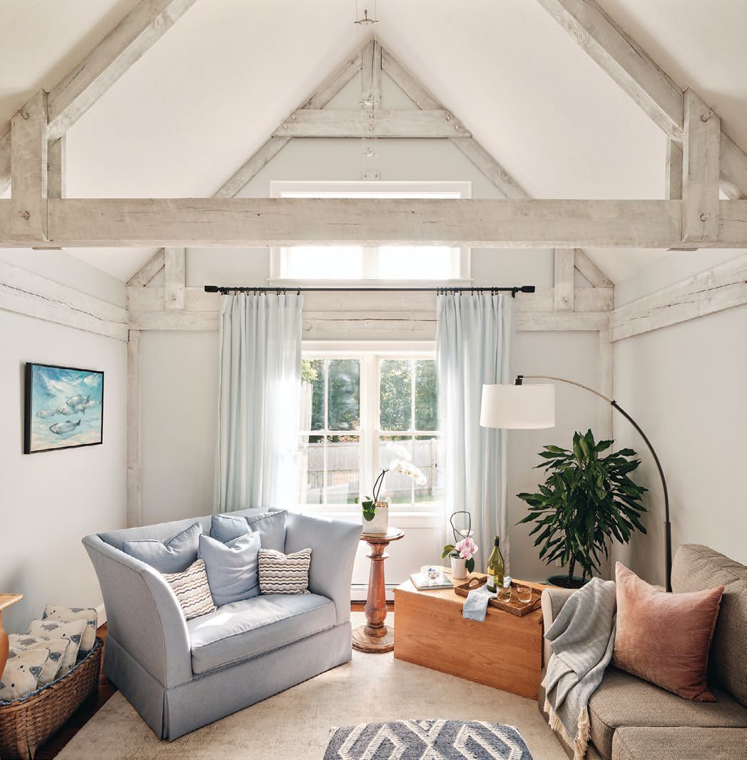 Exposed wooden beams are a feature throughout the house PHOTO BY DAN CUTRONA
