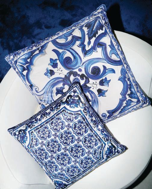 Pillows from the Blue Mediterraneo collection PHOTO COURTESY OF BRAND