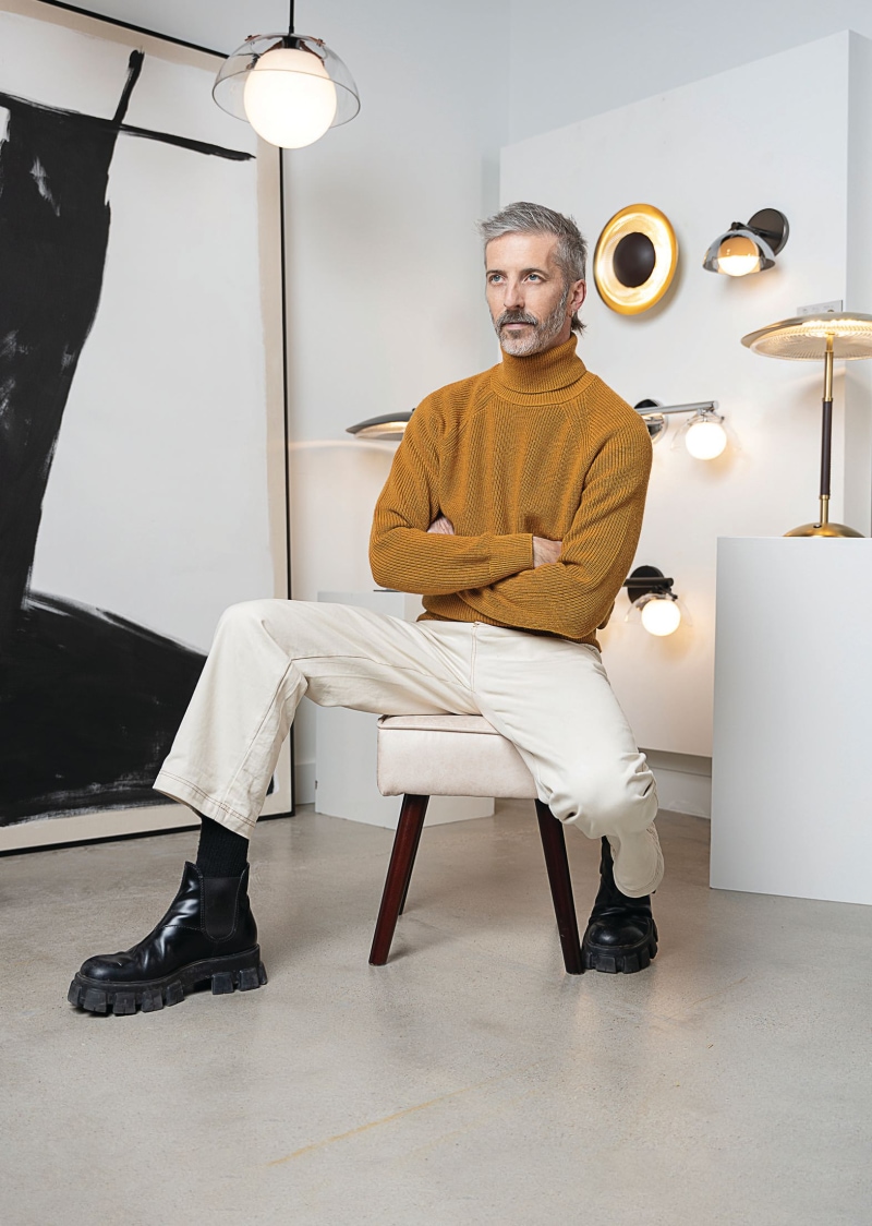 L.A.-based designer Mat Sanders with his new Studio M Lighting collection