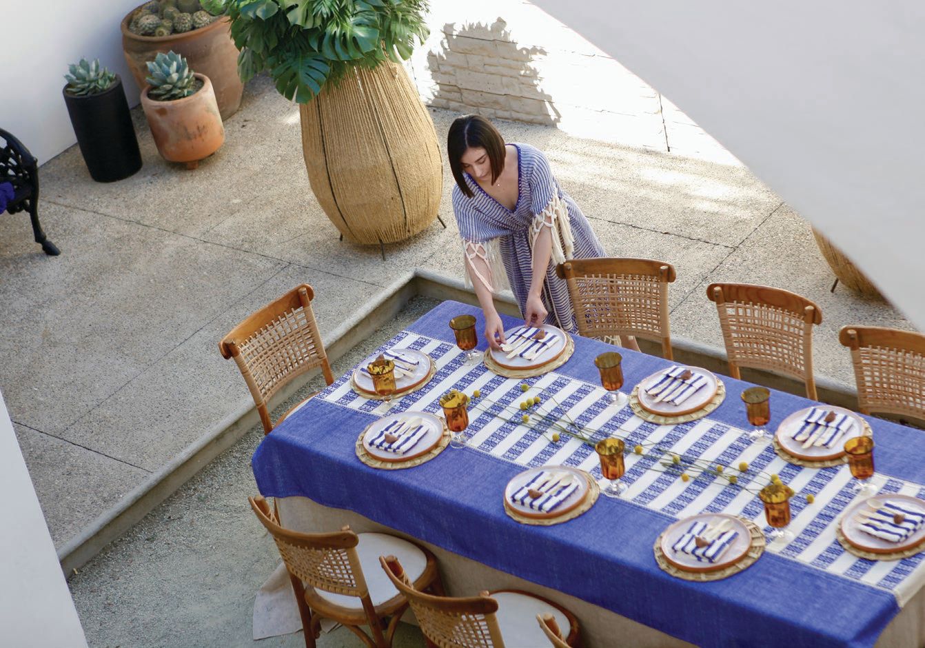 Santorini handwoven tablecloth, all at jalineresort.com  PHOTO COURTESY OF BRAND