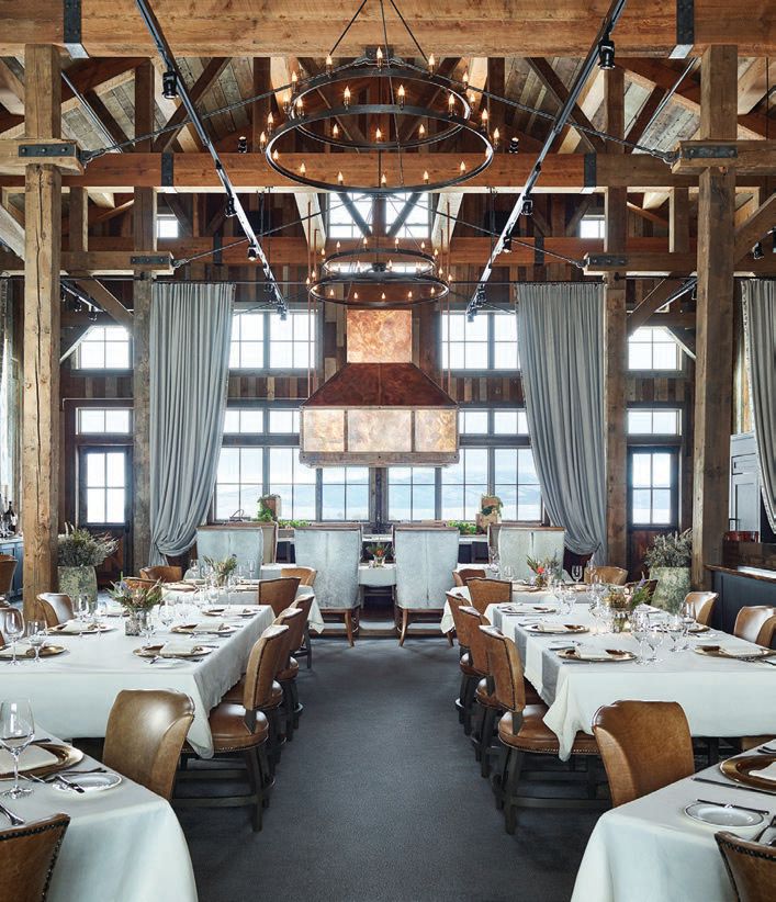 The well-appointed dining room at The Farm at Brush Creek Ranch PHOTO BY NATHAN KIRKMAN