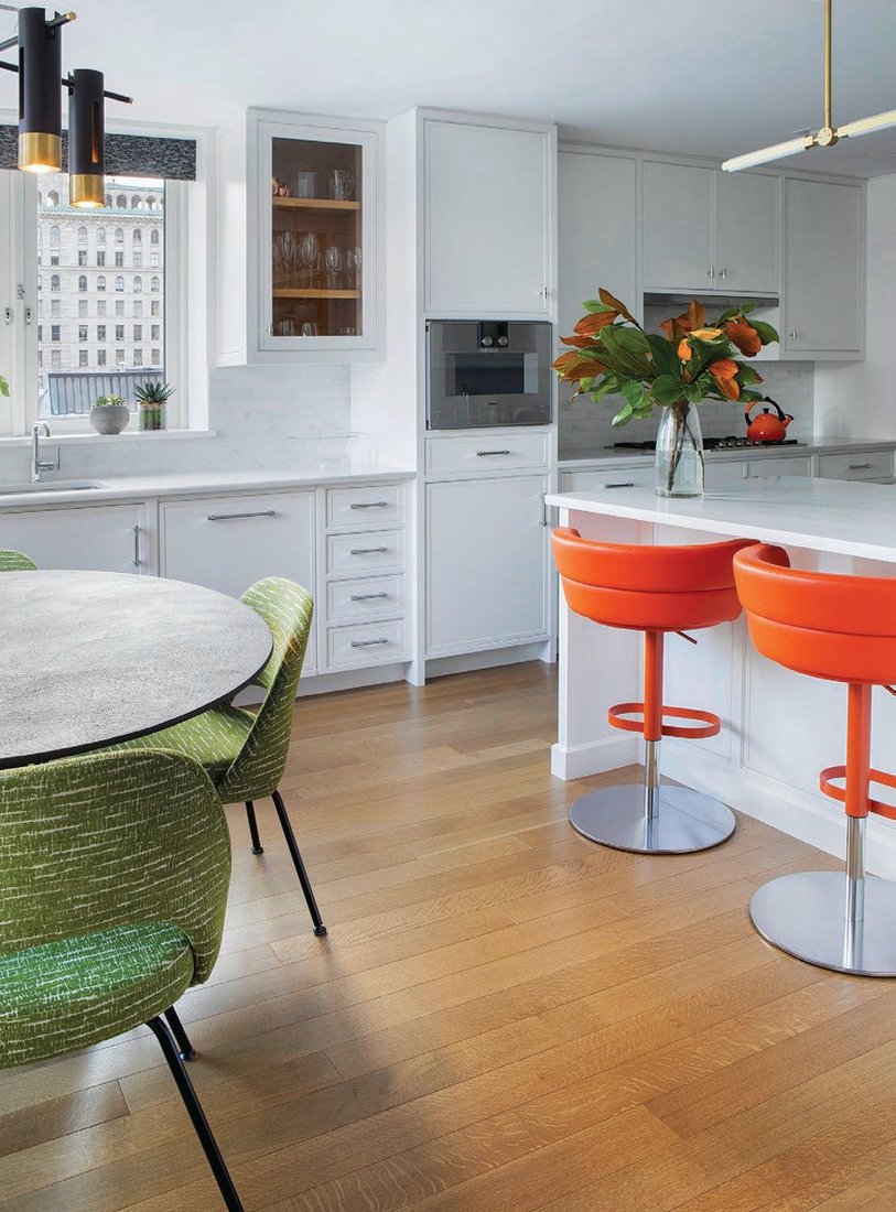 Property Furniture stools upholstered with Designtex fabric in the kitchen Photographed by Costas Picadas