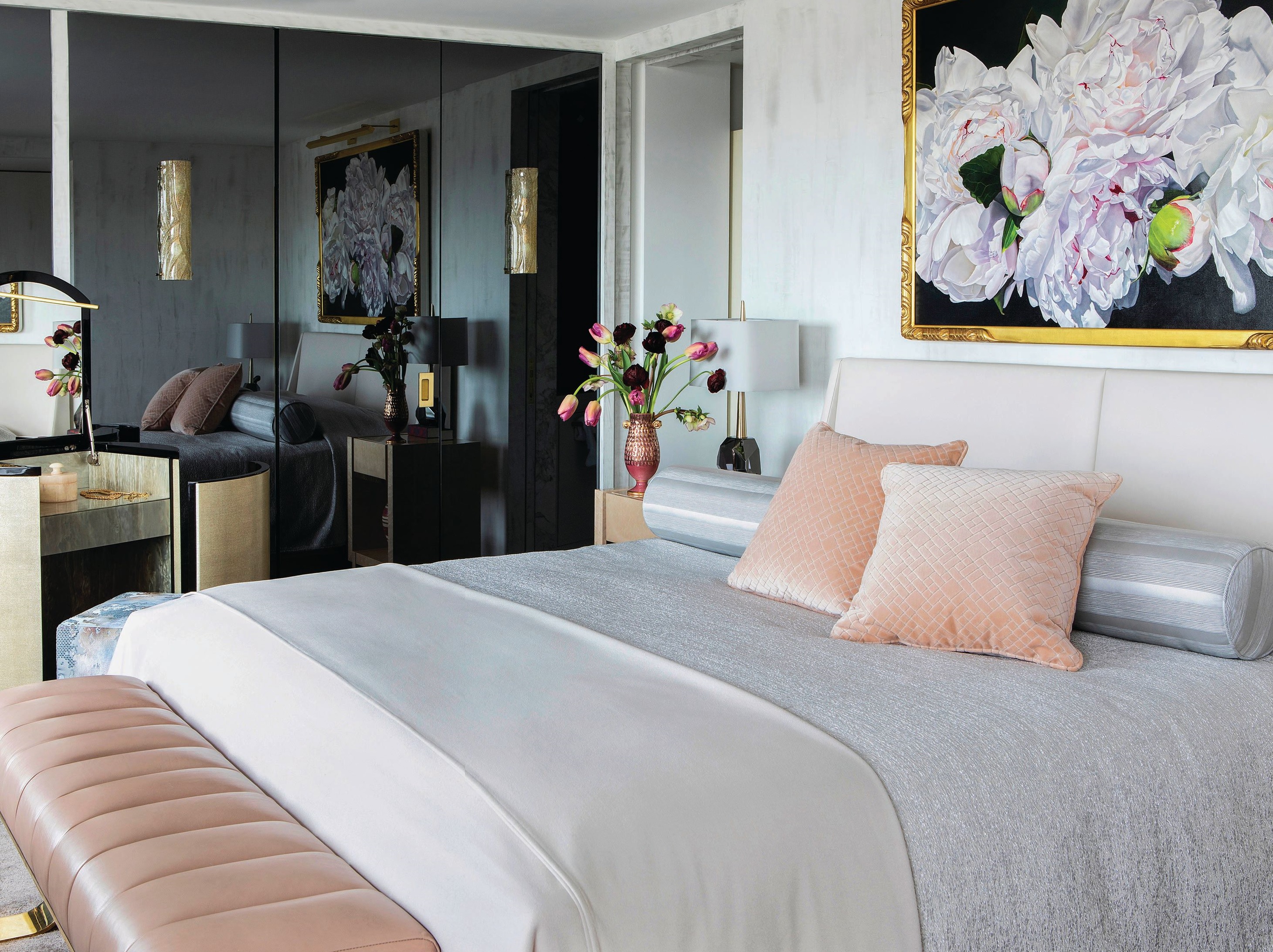 MCC Millwork put its touch on the bedrooms’ closets and dressers. Photographed by Costas Picadas