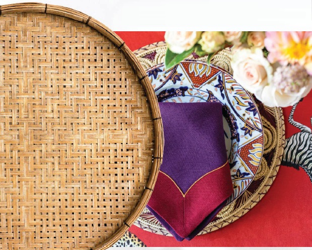 The design maven enlists a rattan tray for carrying drinks in and out. RATTAN TRAY PHOTO BY PHANASITTI/ISTOCK