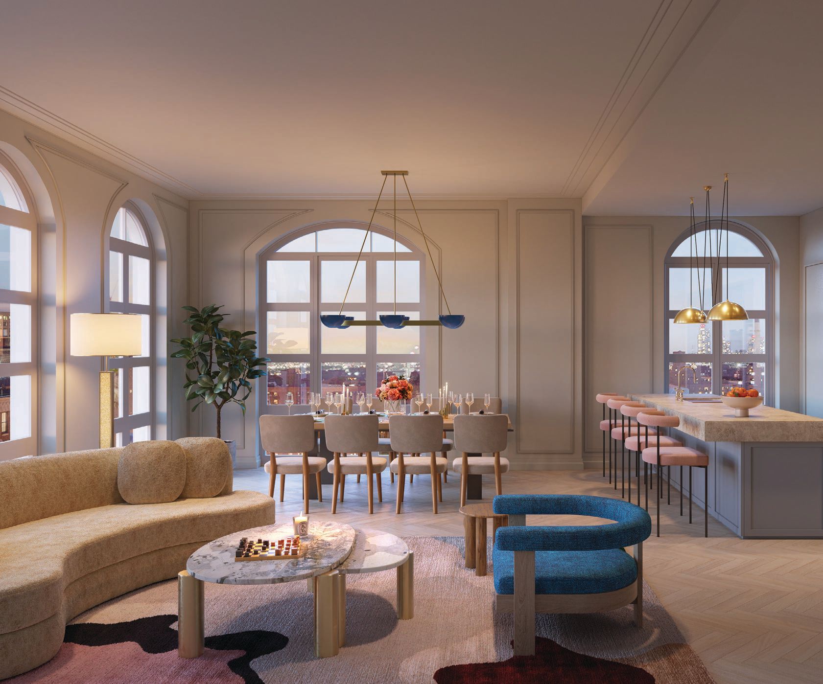Penthouse residences offer plenty of space to live lavishly. RENDERING BY WILLIAMS NEW YORK