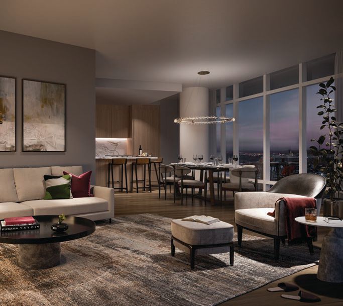 The residences’ sleek, contemporary living spaces. PHOTO COURTESY OF ROCKWELL GROUP