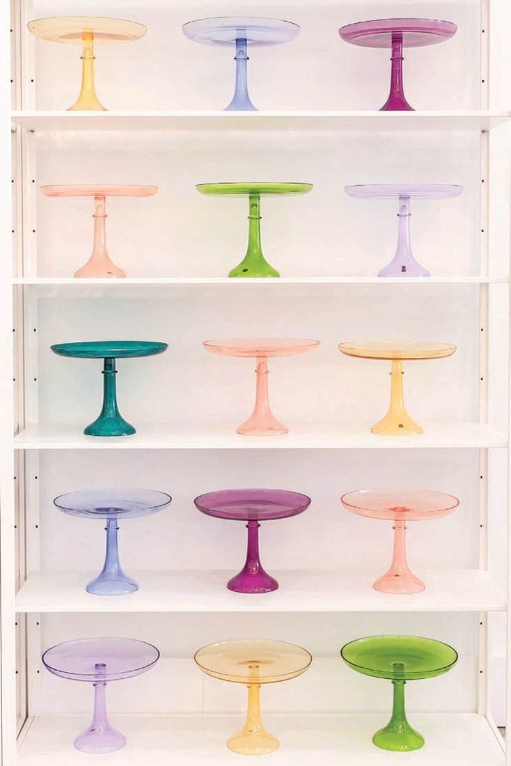 Cake stands in assorted hues. PHOTO BY CATHERINE HURT PHOTOGRAPHY